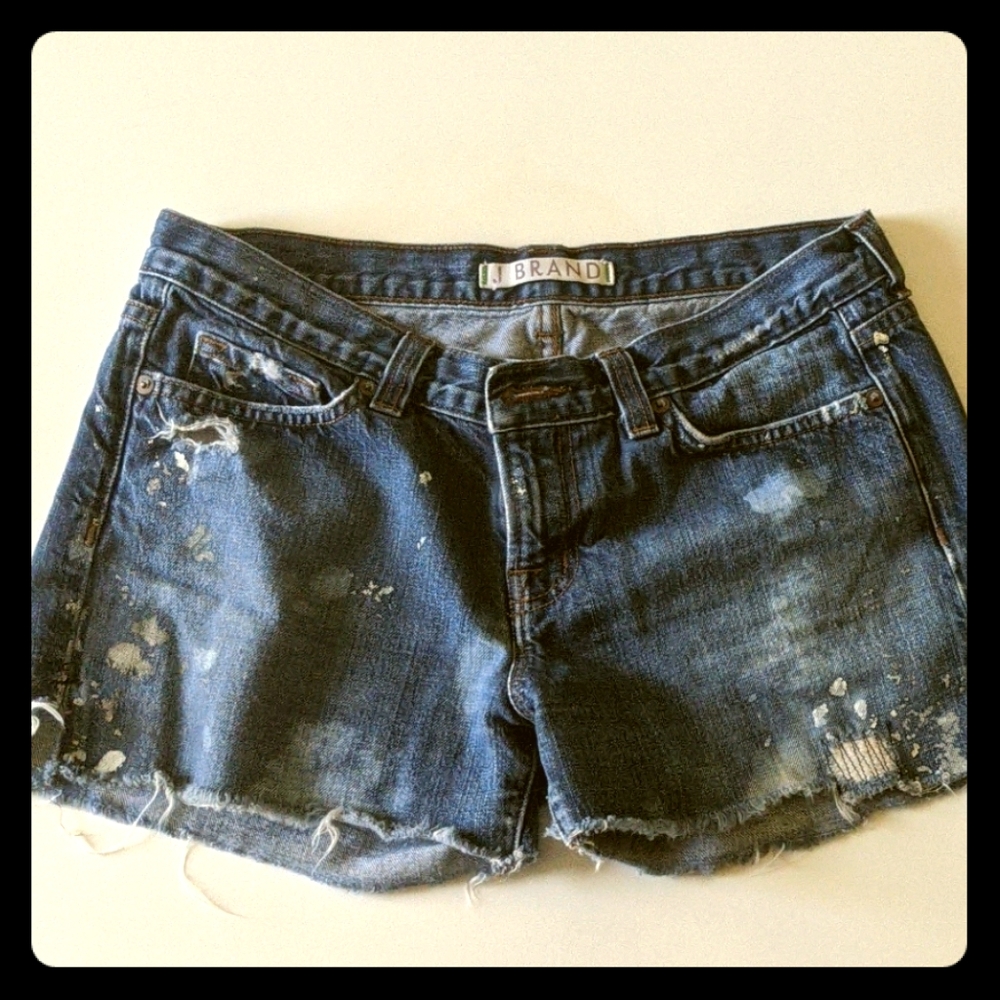 J BRAND Paint Splattered Denim Shorts